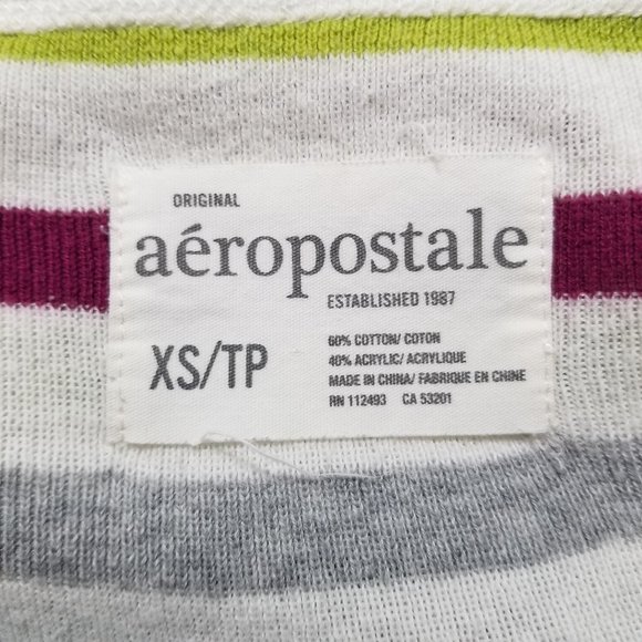 Aeropostale sweater XS pullover striped v-neck knit colorful - Picture 9 of 10